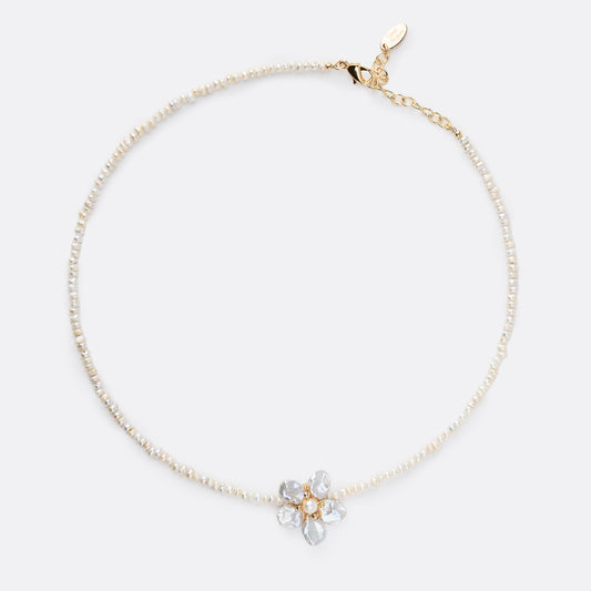 PETALBORN Series Freshwater Baroque Pearl Necklace ref.#063 - Petal Pearl, Rice Pearl, 14K Gold-plated