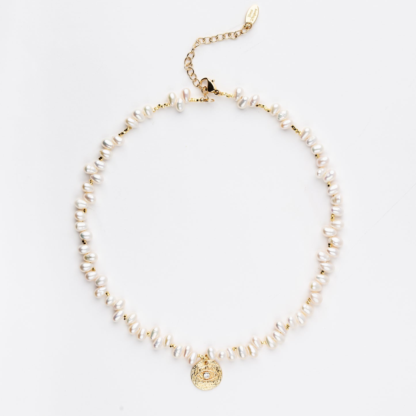 MYSTIC Series Freshwater Baroque Pearl Necklace ref.#069 - Rice Pearl, 14K Gold-plated, Gemstone